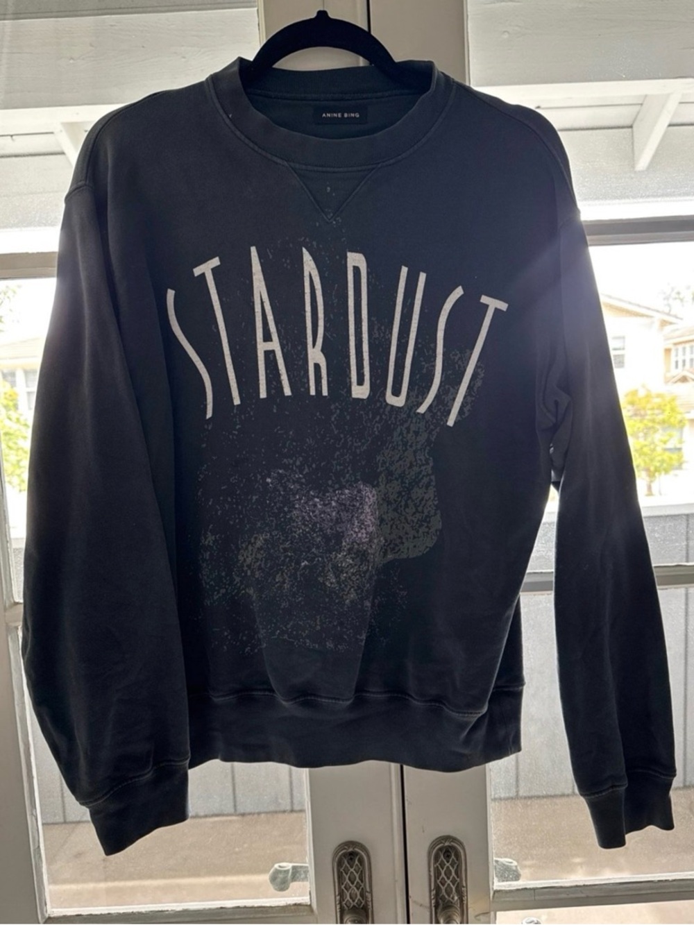 ANINE BING Black 'STARDUST' Graphic Crewneck Sweatshirt
